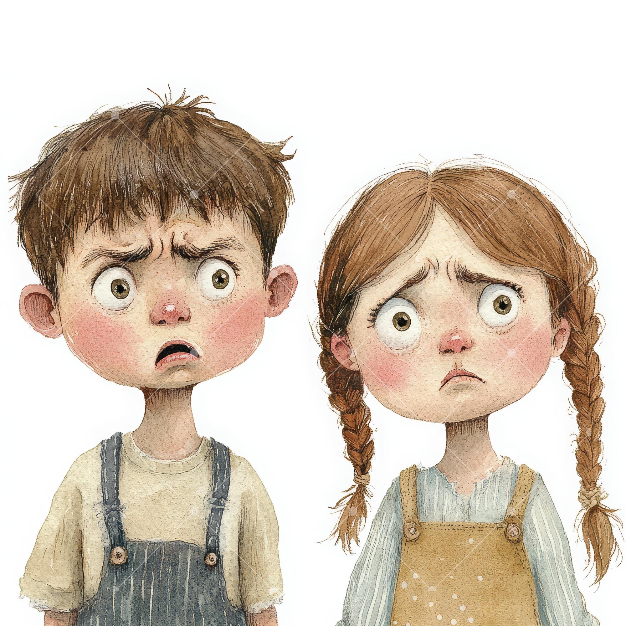 Grumpy Boy and Girl Clipart, Funny Children Angry Facial Expression ...