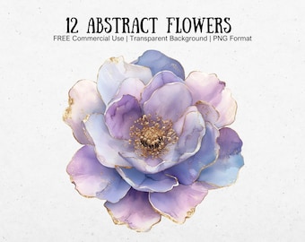 12 Abstract Flowers Clipart Colorful Floral Graphics Wedding Printable PNG