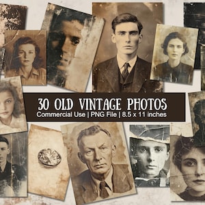 Printable Vintage Photos for Junk Journaling and Scrapbooking Ephemeras Old Portraits