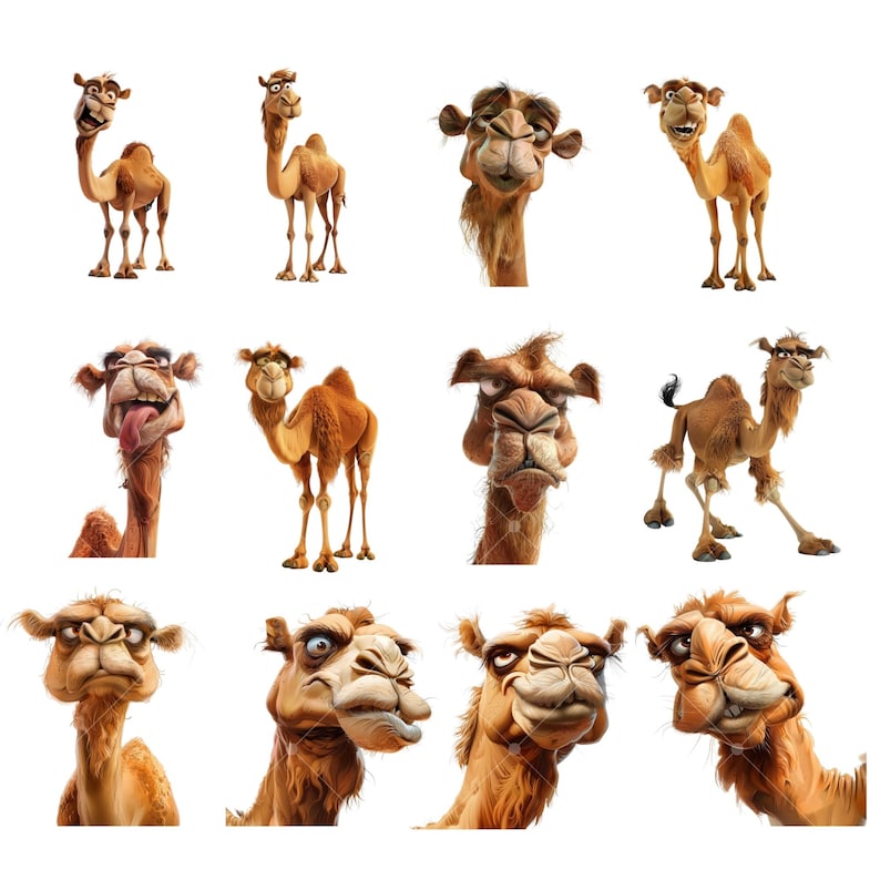 Quirky Camel Clip Art, Funny Desert Animal Graphics, Whimsical Camel ...