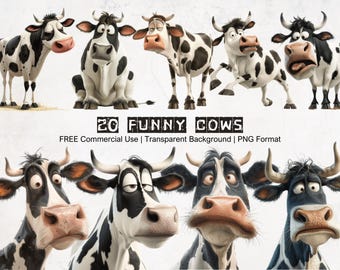 Cow Clipart Printable Collection Funny Cow Graphics Transparent Background Hilarious Farm Animals PNG Download