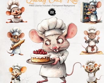 Quirky Chef Rat Clipart Humorous Rodent Graphics for Animal Themed Craft Projects Instant Download