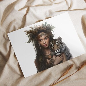 Tiger Lady Clipart Bundle for Forest Themed Projects, Jungle Queen PNG ...