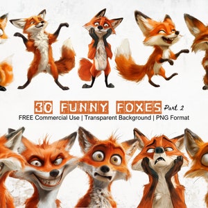 Quirky Fox Clipart Funny Transparent Graphics Hilarious Animal Illustrations