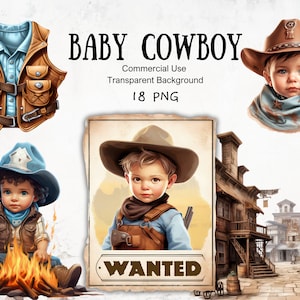 Clipart acquerello di un cowboy: vivaio del selvaggio West PNG (download digitale)