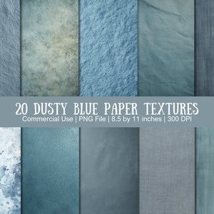 Printable Paper Textures in Blue Color Theme Digital Pack Letter Size Papers