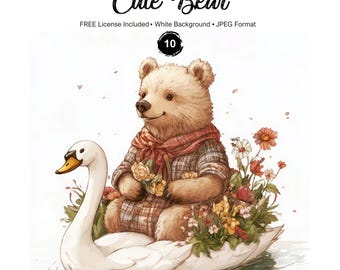 Clipart di orsi - Formato JPG - Grafica di animali dei cartoni animati - Illustrazioni di orsi bruni stravaganti - Grafica a sublimazione
