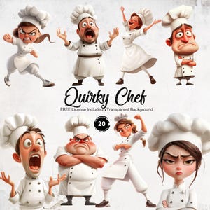 Quirky Chef Clipart Transparent PNG, Funny Kitchen Graphics, Hilarious Professional People Illustrations, Working People PNG Download