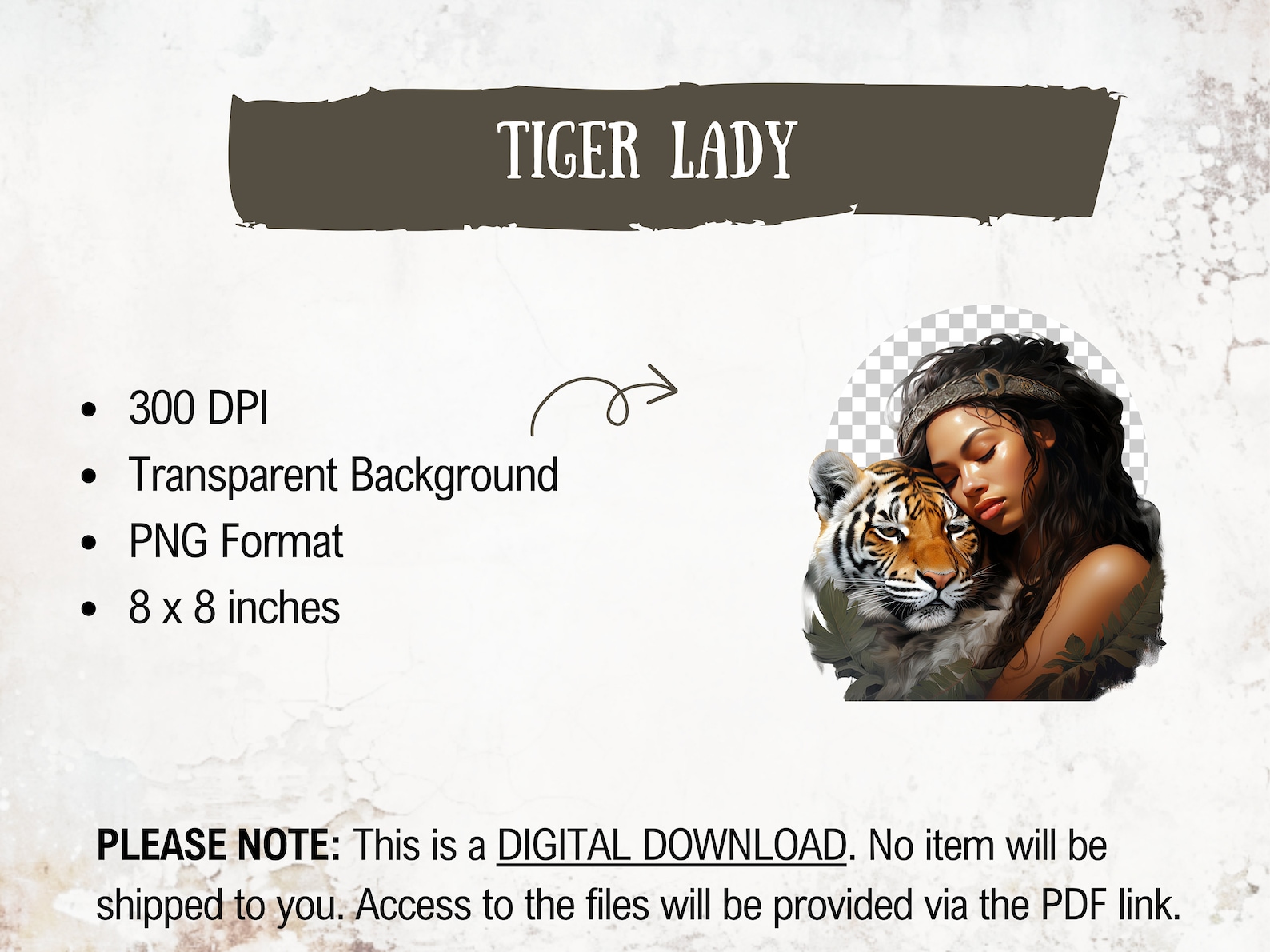 Tiger Lady Clipart Bundle for Forest Themed Projects, Jungle Queen PNG ...