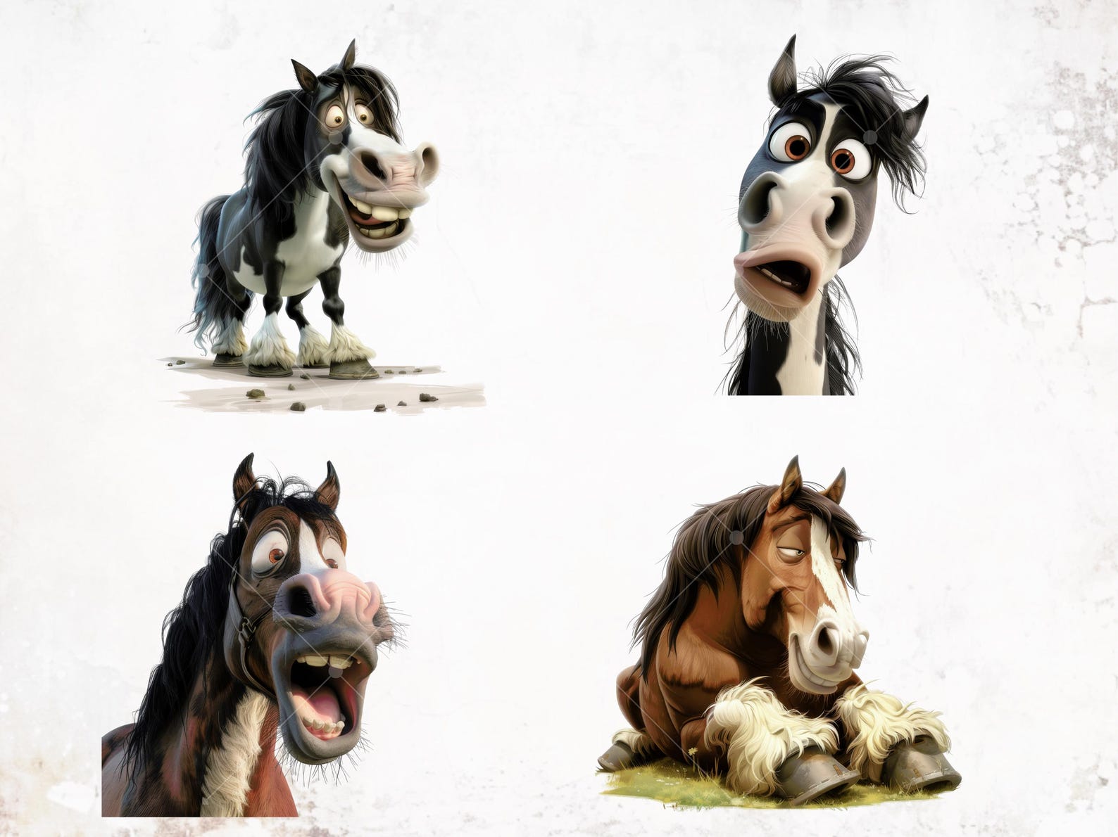 Funny Shire Horse Clipart Bundle: Whimsical PNG Graphics (digital ...