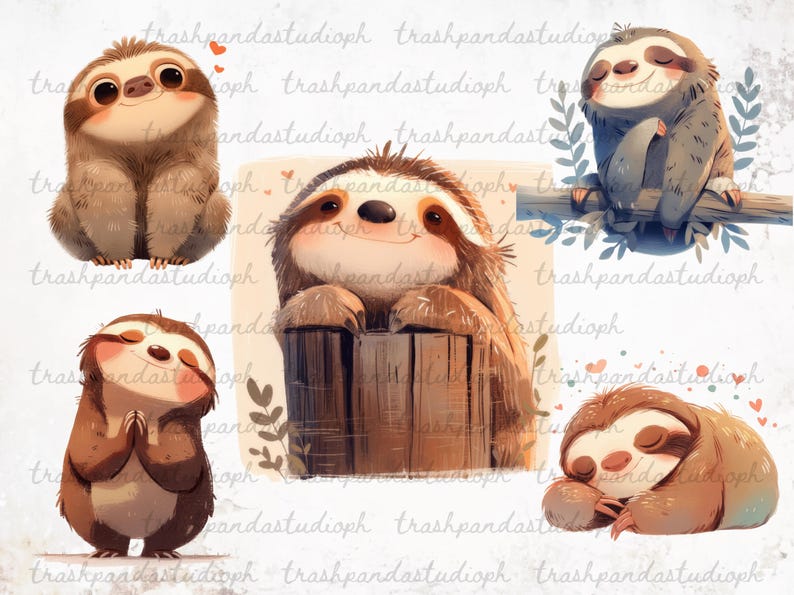 Sloth Clipart Transparent Background Graphics Printable Cute Sloth PNG ...