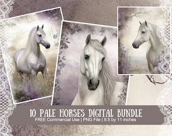 Pale Horse Digital Paper: Purple Floral Junk Journal (Instant Download)