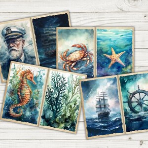 Printable Ocean Paper Bundle Seaside Shabby Chic Distressed Ephemera ...