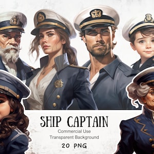 Graphiques de haute qualité, capitaine de navire, clipart côtier, clipart maritime, clipart nautique, projets sur le thème méditerranéen, Junk Journal PNG
