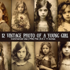 Photo vintage d'une jeune fille de l'époque, photographies d'époque, image imprimable fille victorienne instantané pour le journal indésirable et le scrapbooking
