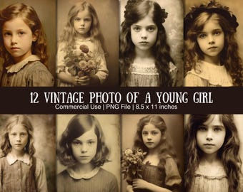 Victorian Girl Photo: Printable Vintage Portrait for Junk Journals (PNG)