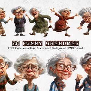 Oma clipart grappige grafische collectie voor grappige oma verjaardagsuitnodiging kaart ontwerp afdrukbare afbeeldingen hilarische oma png-download