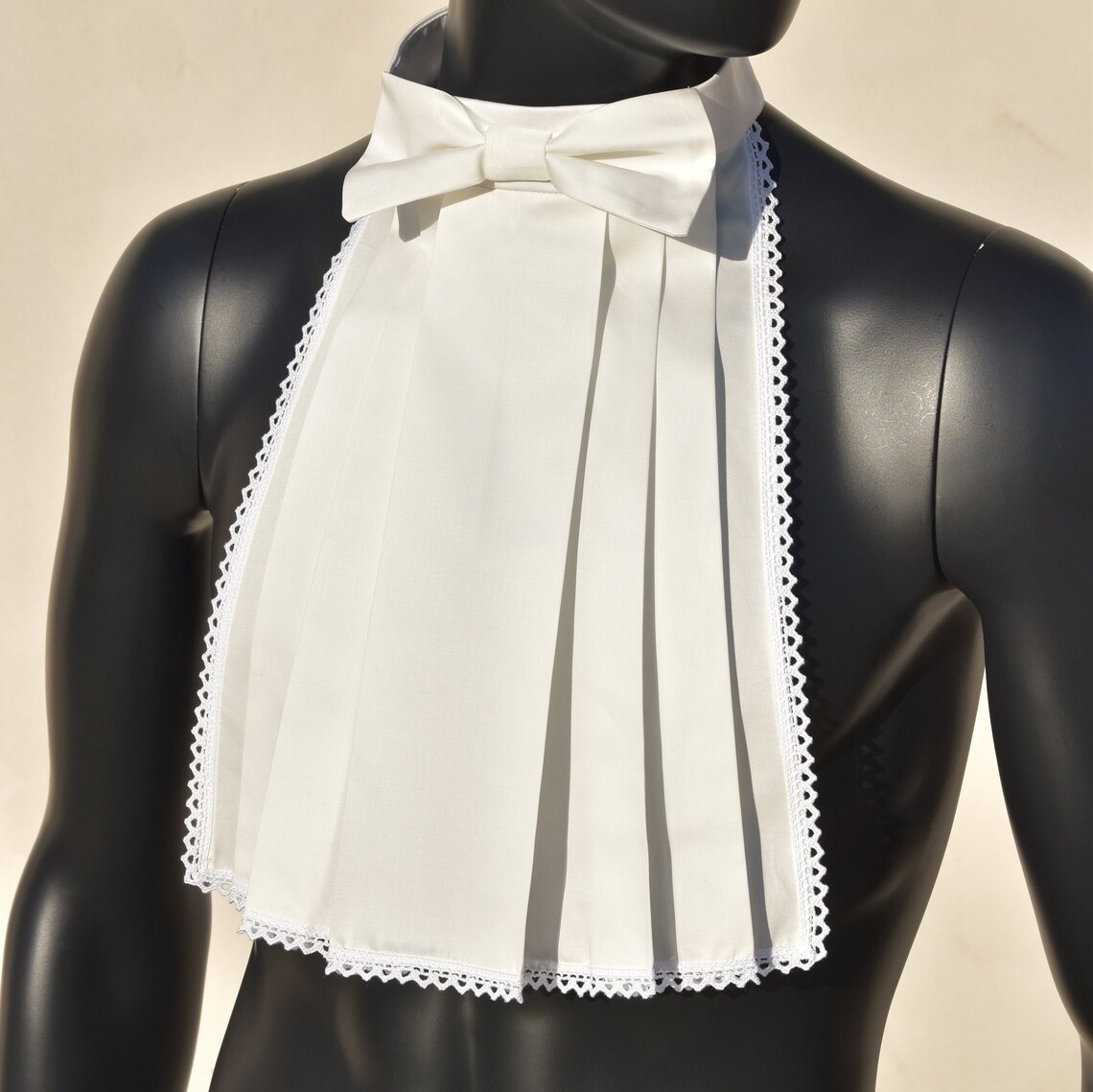 Court Bib With Folds and Lace. Made in Italy. Lawyer Neck. Lawyer Jabot