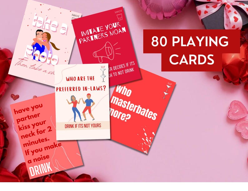 COUPLES DECK | 80 Cards Digital Couple/Valentines Adult EXPLICIT Drinking Game | Relationship/Partner Game | image 2
