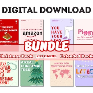 KERSTBUNDEL | Digitaal EXPLICIET kaartspel voor volwassenen | 250 kaarten, kerstdrinkspel, kaartspel drinken, gezelschapsspelletjes |