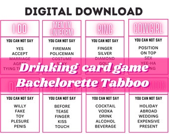 BACHELORETTE TABOO / Gioco digitale per bere per adulti - 45 carte, Parole proibite / Addio al nubilato, Addio al nubilato, Gioco di società /