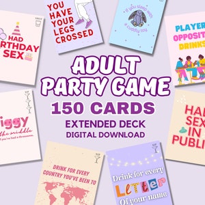 PARTY GAME Extended Deck | Digital Adult Drinking Game EXPLICIT | 150 Cards, Pre-drinking, Party Game, Freshers, Bachelorette, Girls Night |