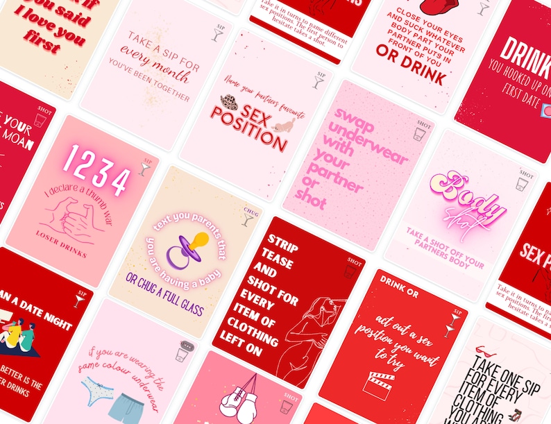 COUPLES DECK | 80 Cards Digital Couple/Valentines Adult EXPLICIT Drinking Game | Relationship/Partner Game | image 3