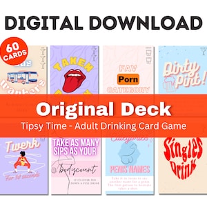 ORIGINEEL DEK | Digitaal kaartspel voor volwassenen | 60 kaarten, drinken, gezelschapsspel, vrijgezellenfeest, eerstejaars, vrijgezellenfeest, aangeschoten tijd |