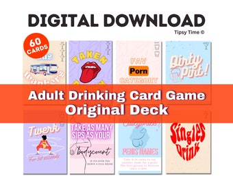 ORIGINAL DECK | Digital Adult Drinking Card Game | 60 Cards, Pre-Drinking, Party Game, Hen do, Freshers, Bachelorette, Tipsy Time |
