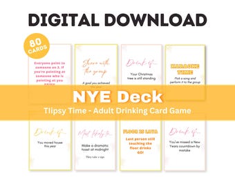 NYE Deck - Tipsy Time Game | Adult Drinking Game | 80 Drinking Cards | New years eve, Party Game, Adult Holiday Party, 2025 |