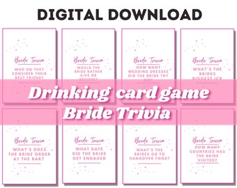 BRIDE TRIVIA DECK | Digital Adult Drinking Card Game | 55 Cards, Bride Game, Hen do, Bachelorette, Drinking game, Party, Girls night |