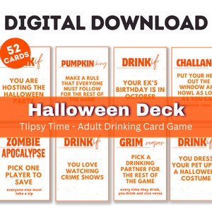 BARAJA DE HALLOWEEN / Juego de beber digital para adultos / 52 cartas, fiesta de Halloween, juegos de beber, juegos de fiesta /