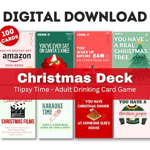 BARAJA DE NAVIDAD Tipsy Time - Juego de beber para adultos / 100 cartas para beber / Juego de pre-bebida, juego de fiesta, juego de Navidad, fiesta navideña para adultos /
