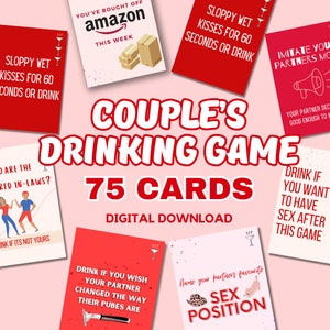 JEU À BOIRE POUR COUPLE | Jeu de cartes explicite pour adultes | 75 cartes | Saint-Valentin, Couples, Intimité, Apprenez à me connaître, Rendez-vous amoureux |