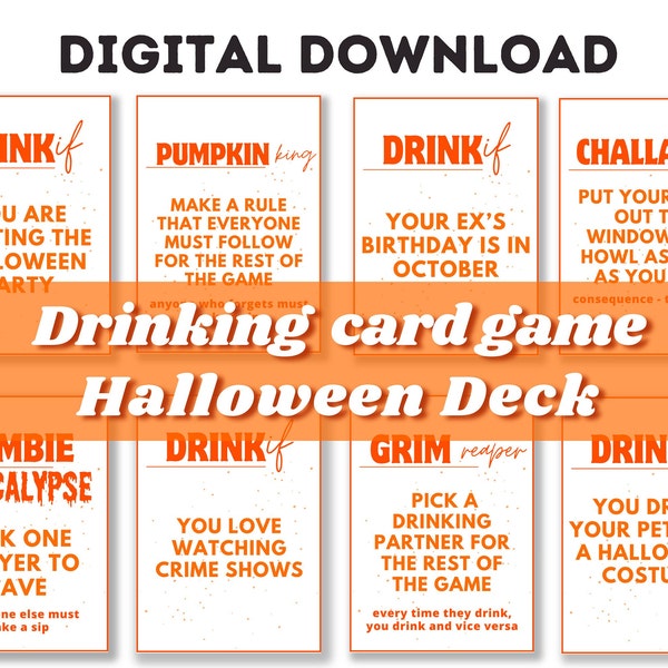 HALLOWEEN DECK | Digital Adult Drinking Game | 52 Cards, Halloween Party, Drinking Games, Party Games |