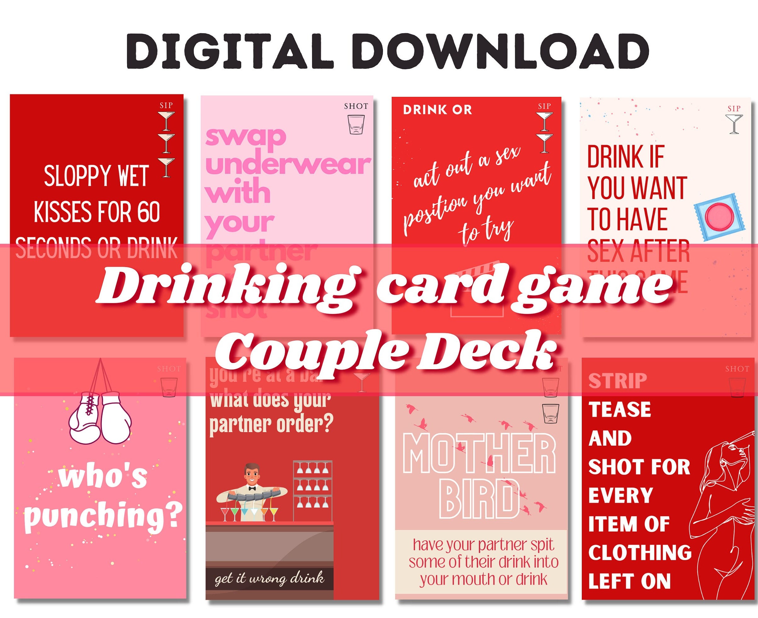 Tipsy Time 60 DIGITAL COUPLE / VALENTINES Drinking Game picture