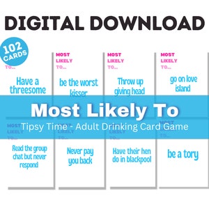 WAHRSCHEINLICH DECK | Digitales Trinkkartenspiel für Erwachsene | 102 Karten, Pre-Drinking, Gesellschaftsspiel, Hen do, Bachelorette, Freshers |