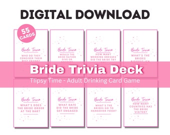 BRIDE TRIVIA DECK | Digital Adult Drinking Card Game | 55 Cards, Bride Game, Hen do, Bachelorette, Drinking game, Party, Girls night |