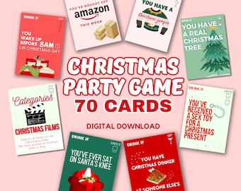 KERSTDEK Tipsy Time - Drinkspel voor volwassenen | 70 Drinkkaarten | Voorborrelen, gezelschapsspel, kerstspel, vakantiefeest voor volwassenen |
