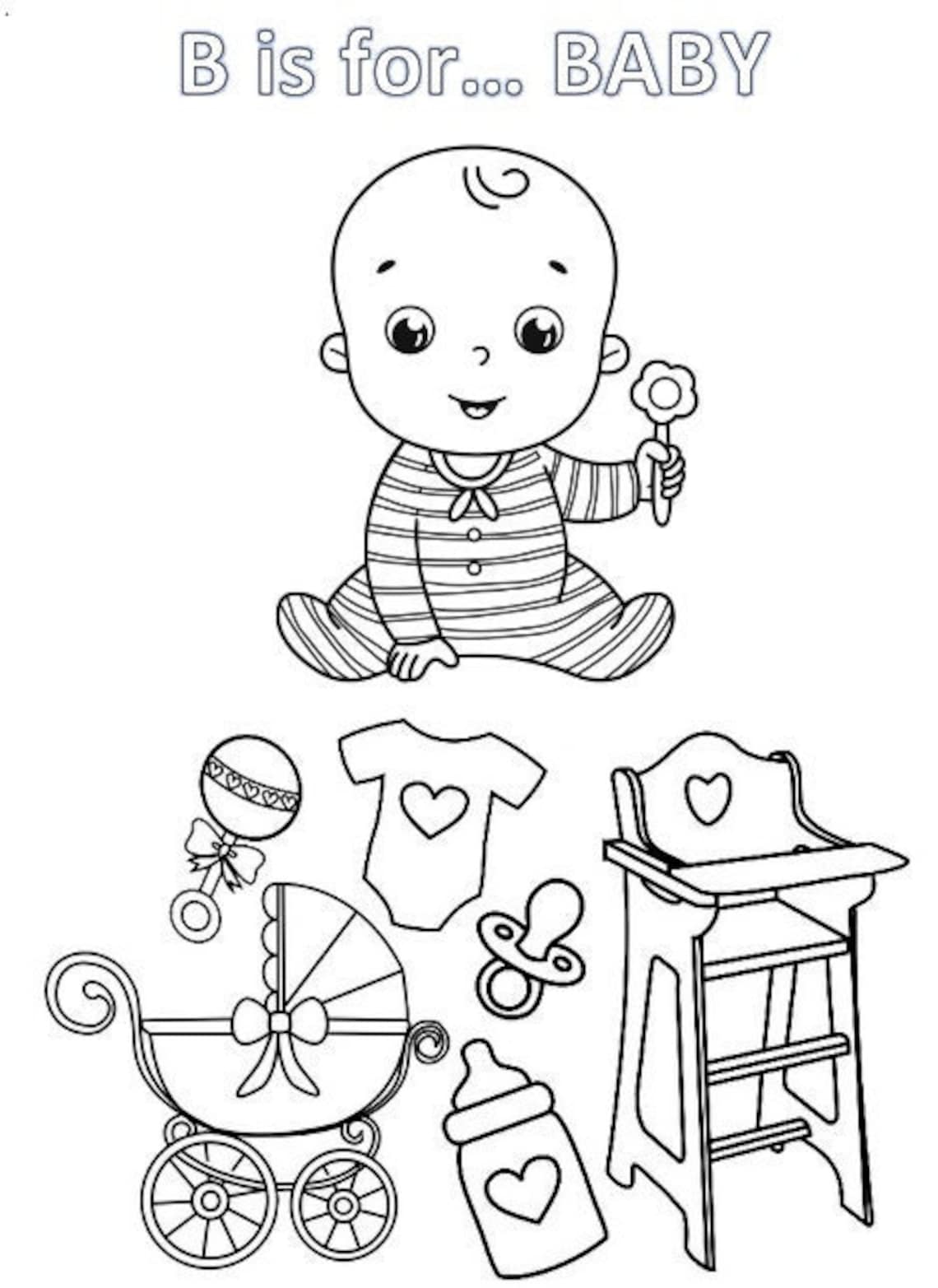 Baby Shower Coloring Sheet Printable Instant Download Etsy