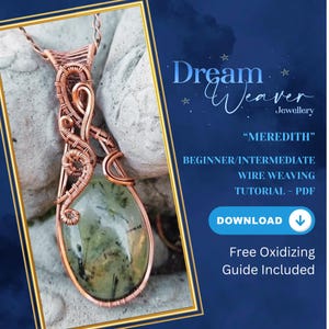 Beginner Wire Wrapping Copper Jewelry Tutorial Meredith Pendant PDF Digital Instant Download Weaving Woven Necklace Dream Weaver Jewellery