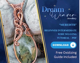 Beginner Wire Wrapping Copper Jewelry Tutorial Meredith Pendant PDF Digital Instant Download Weaving Woven Necklace Dream Weaver Jewellery
