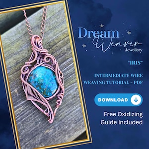 Intermediate Wire Wrapping Weaving Jewelry Tutorial Iris Round Circular Pendant PDF Digital Instant Download Necklace Dream Weaver Jewellery