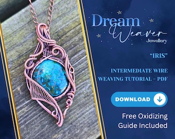 Intermediate Wire Wrapping Weaving Jewelry Tutorial Iris Round Circular Pendant PDF Digital Instant Download Necklace Dream Weaver Jewellery