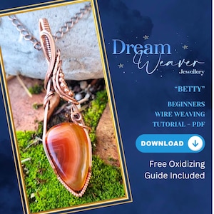 Beginner Wire Wrapping Copper Jewelry Tutorial Betty Pendant Tutorial PDF Digital Instant Download Weaving Necklace Dream Weaver Jewellery