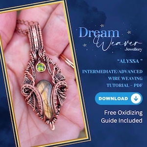 Intermediate Wire Wrapping Weaving Jewelry Tutorial Alyssa Frame Pendant PDF Digital Instant Download Necklace Dream Weaver Jewellery