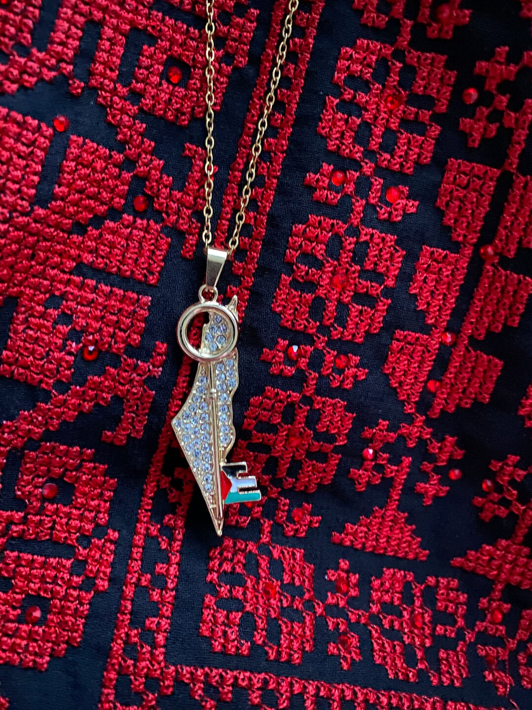 Palestine Map Necklace With Key Right of Return Etsy