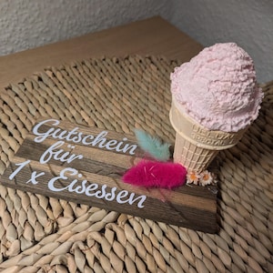 Gutschein Eis essen, Gutschein-Idee, Eis Gutschein ausgefallene Geschenke Essen gehen Eis lecken Gelato Geschenkgutschein, Raysin, Eiskugel