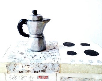 Handmade Dollhouse Miniature Italian Coffee Maker polymer clay handmade by The Sausage