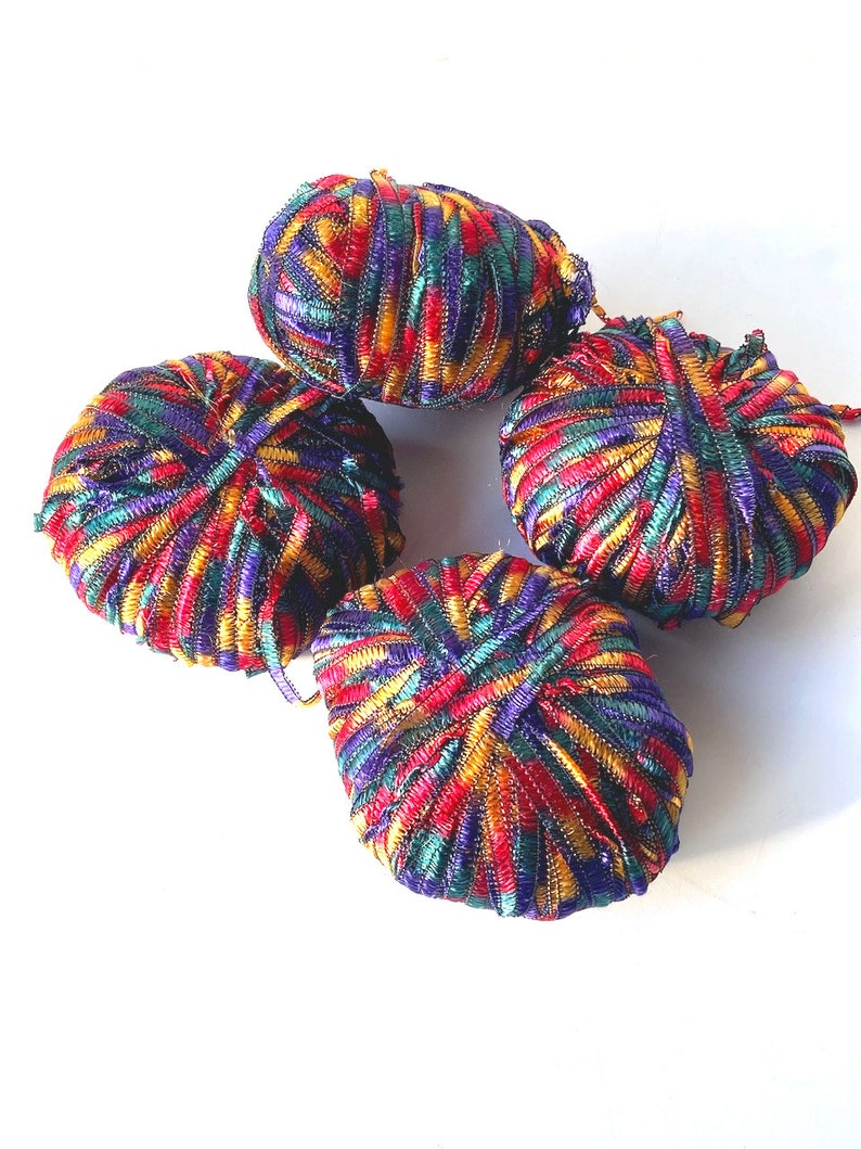 Fil serpentine multicolore vintage fil d'art à tricoter x 4 pelotes par The Sausage Crafts image 3